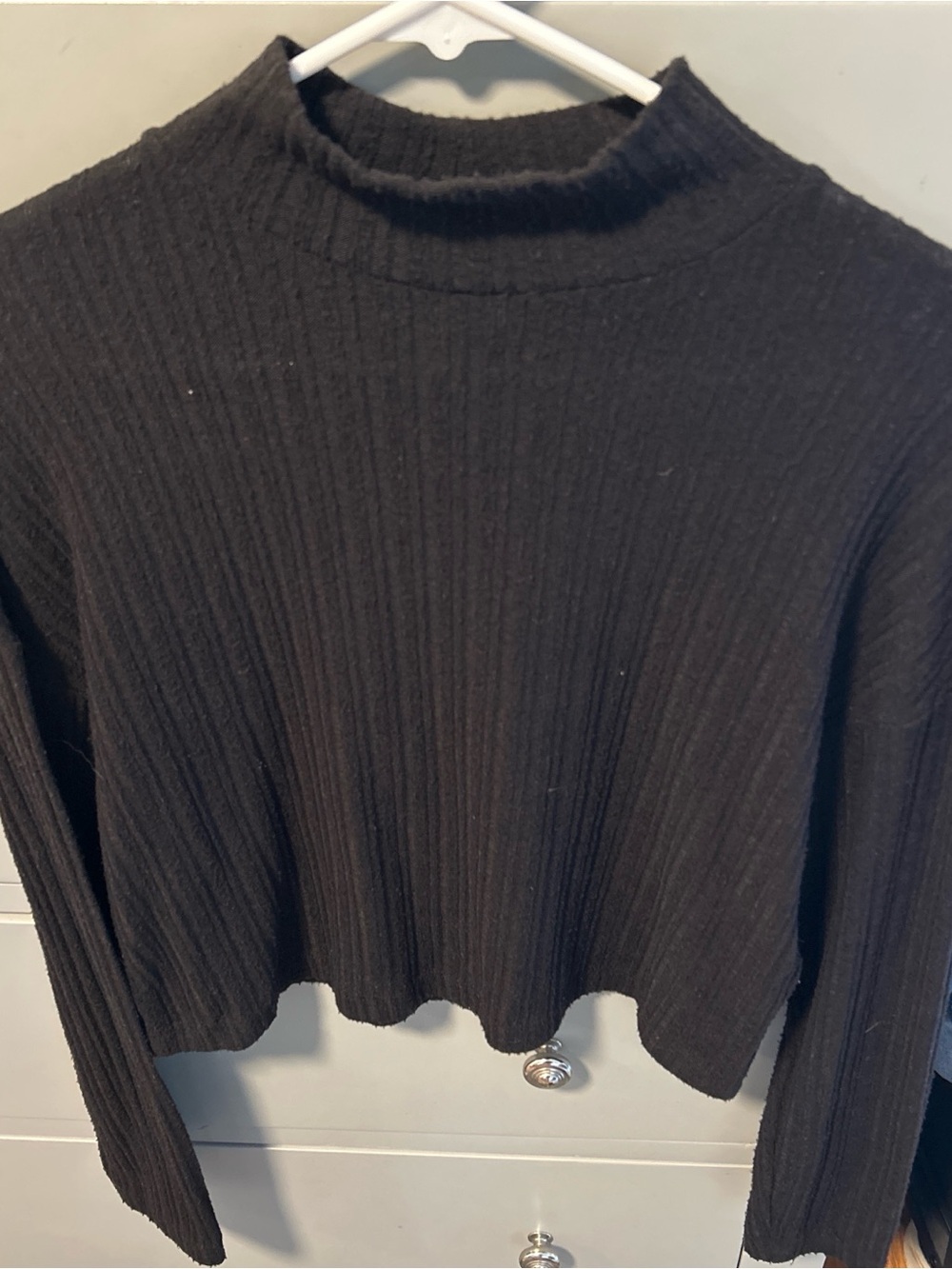 Topshop Black Ribbed Mock Neck Sweater Top